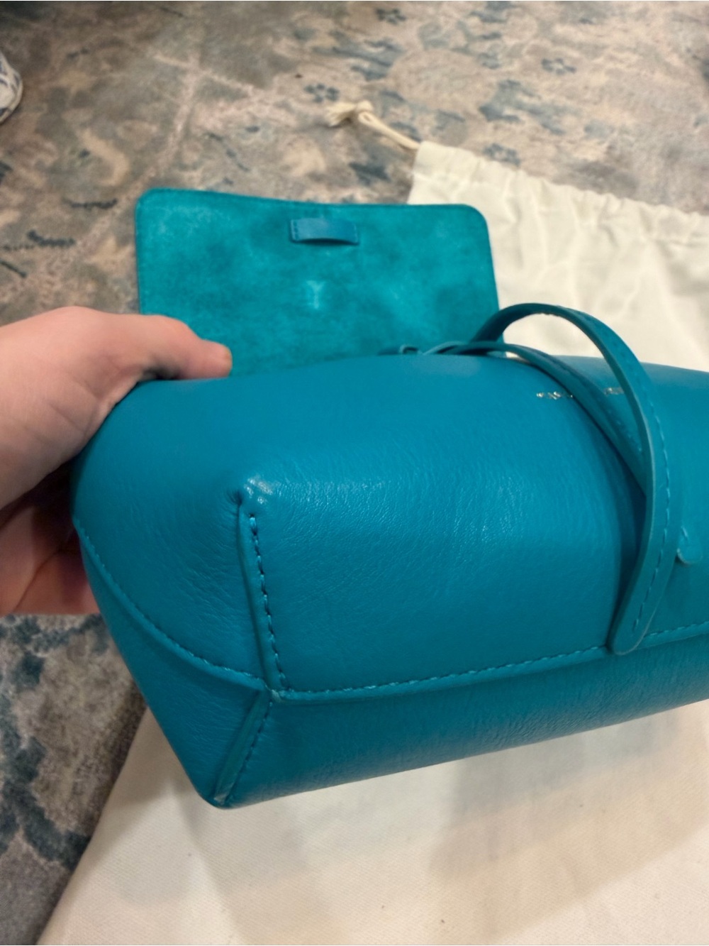 Mansur Gavriel Teal Mini Backpack - Picture 6 of 12